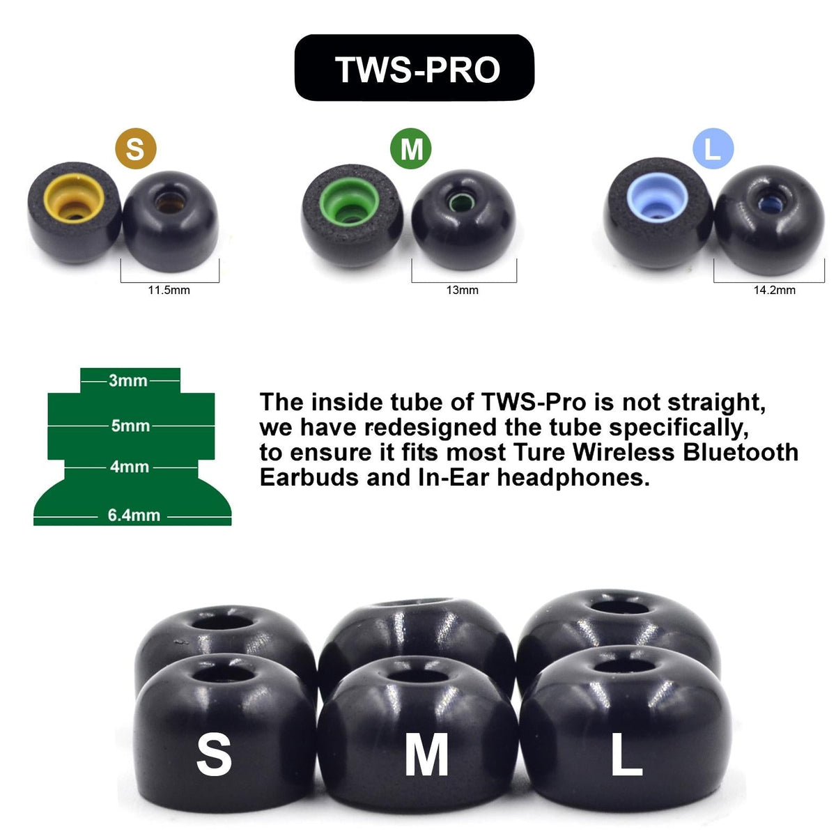 6-Pack Memory Foam Earplugs For Tws Headsets - Medium-1915198102734770180