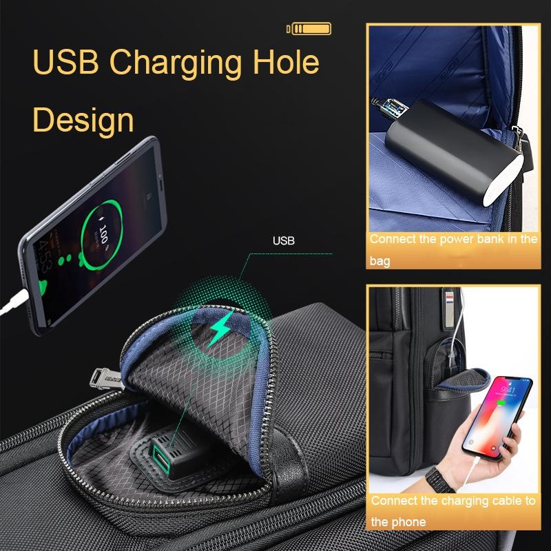 Black Multifunctional Anti-Theft Laptop Backpack With Usb Charging Hole-1915196825221074948