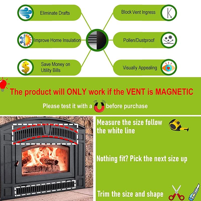 2-Pack Magnetic Fireplace Draft Stopper - 91.44 X 10.16Cm - Block Cold Air-1915198356523716609