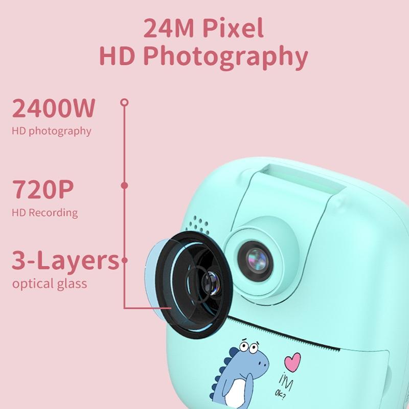 Hd Cartoon Kids Camera With Rotating Lens - Pink 16G-1915197852561313794