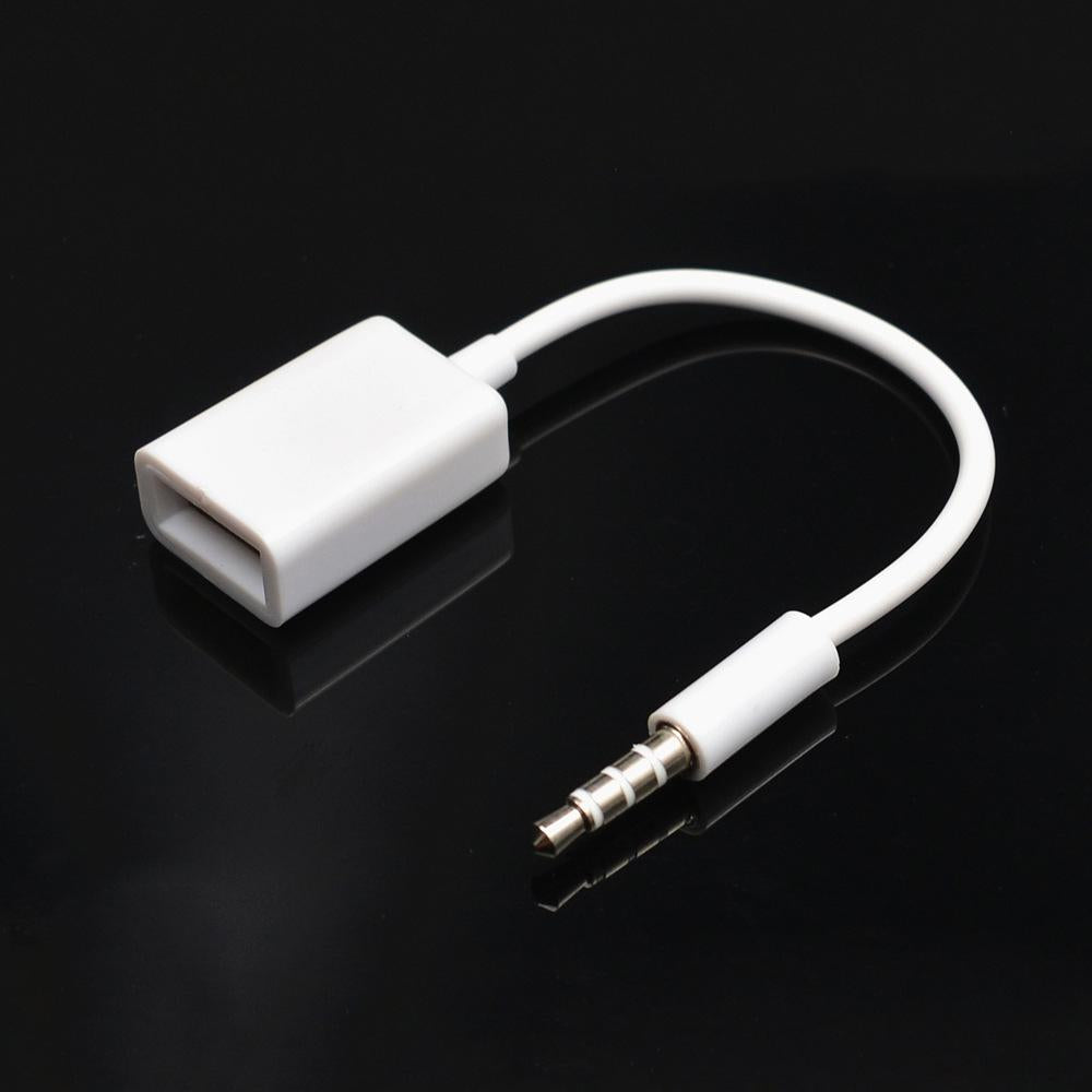 10-Piece Car Aux Audio To Usb Adapter Cable 3.5Mm 14Cm White-1915196811413426177