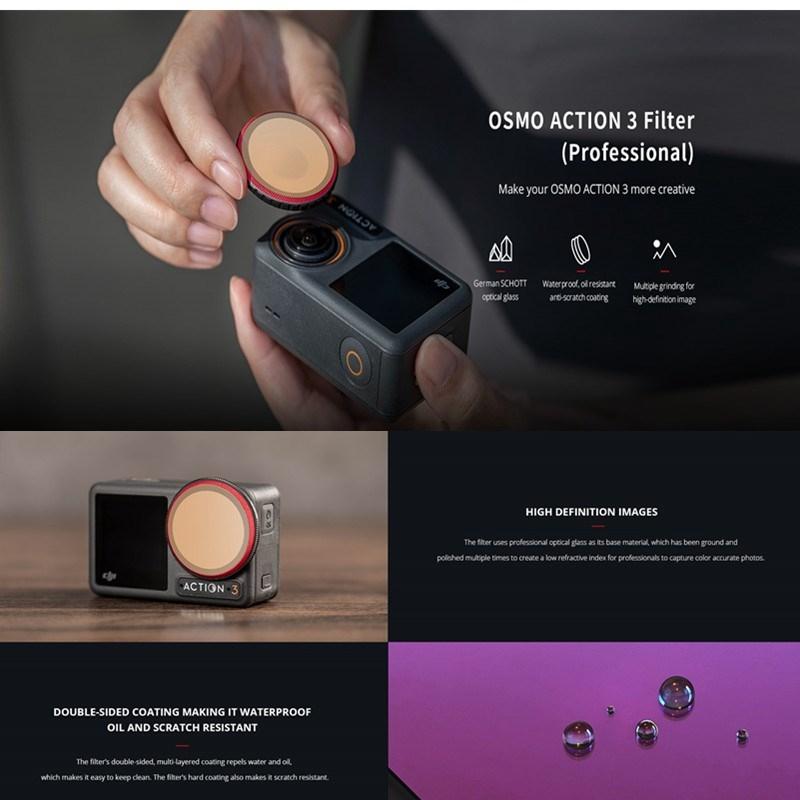 Pro Version Dji Action 3 Camera Lens Filter Set - Ndpl 8 / 16 / 32 / 64-1915197786207424514