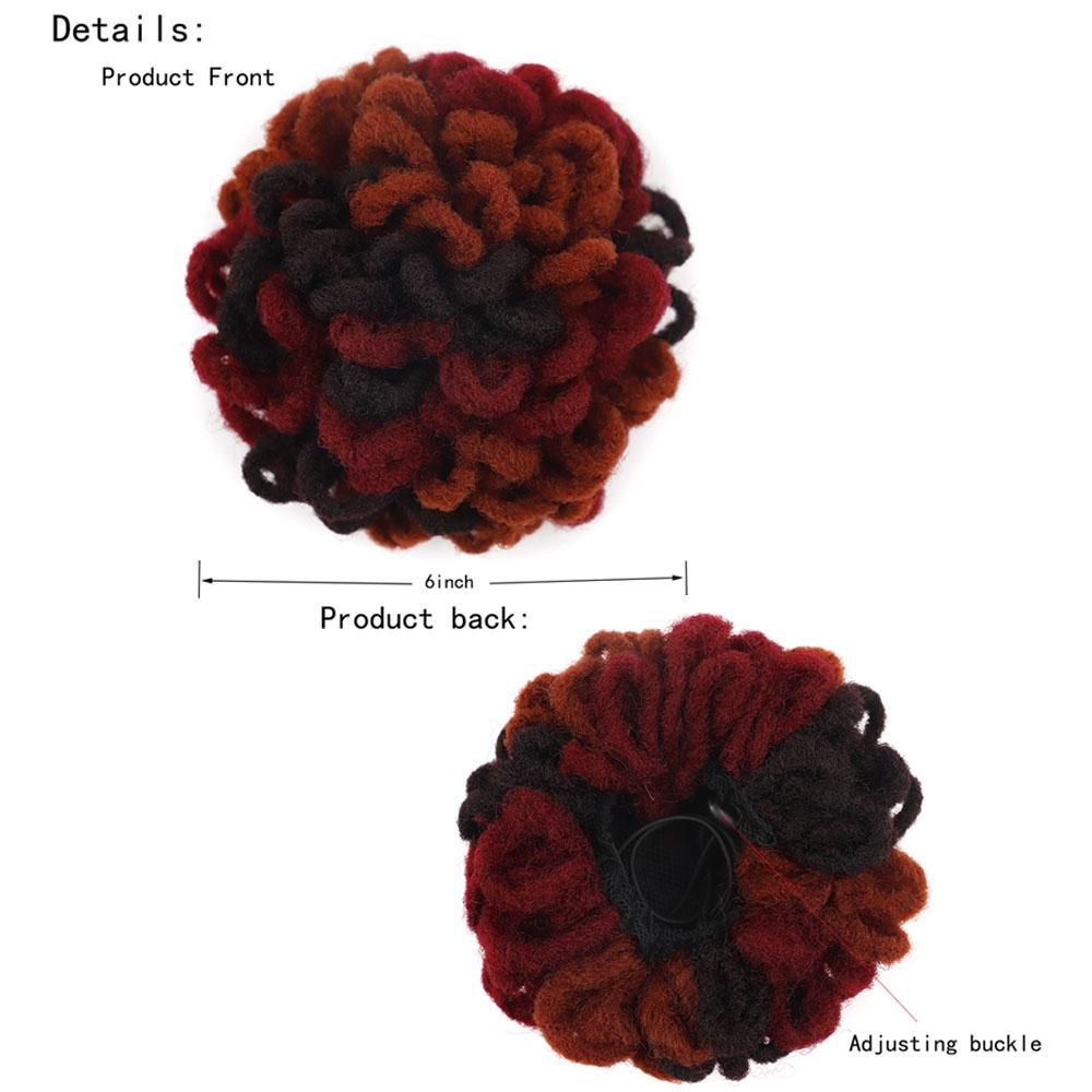 Shaggy Drawstring Dreadlock Bun - Natural Black-1915198325741719554