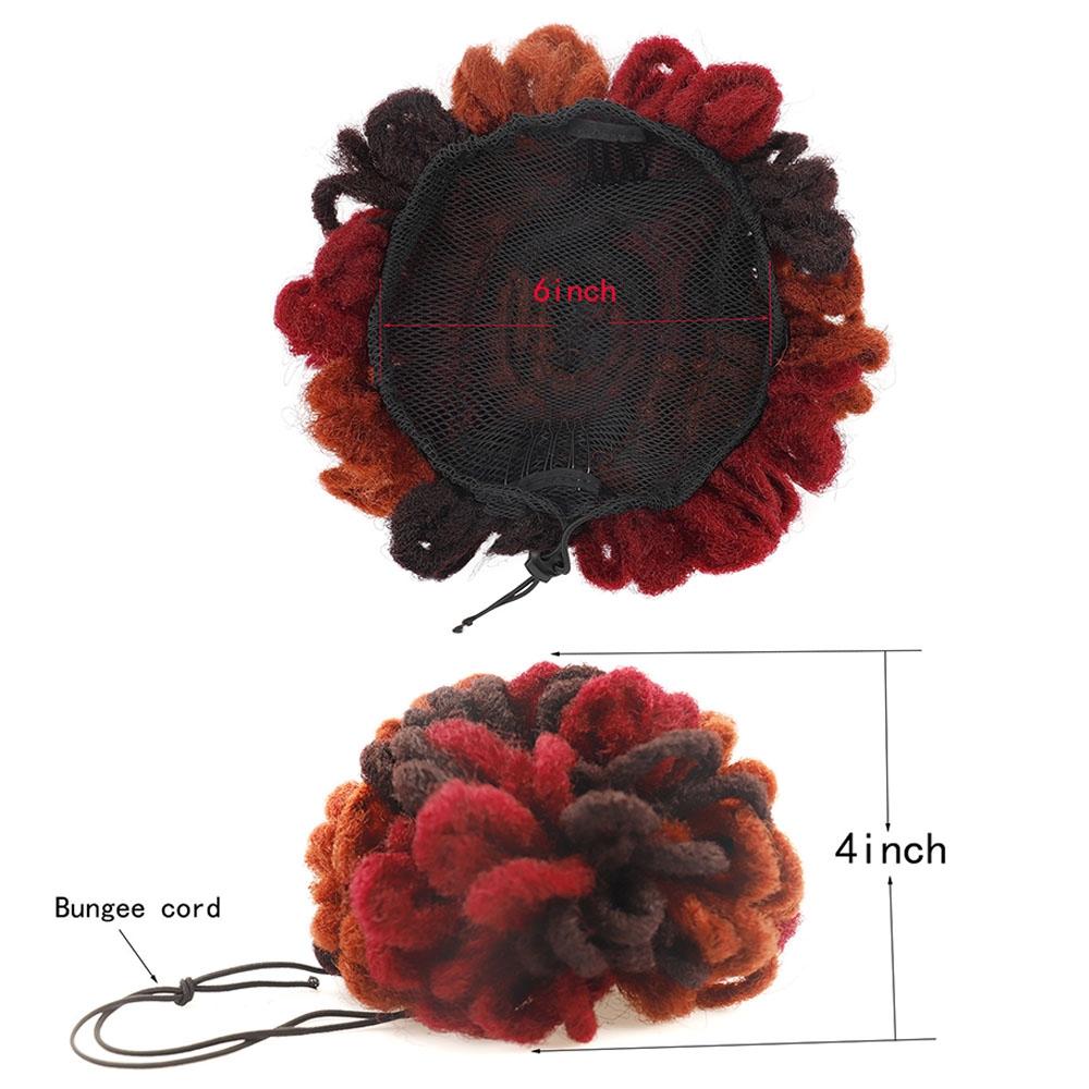 Shaggy Drawstring Dreadlock Bun - Natural Black-1915198325741719555