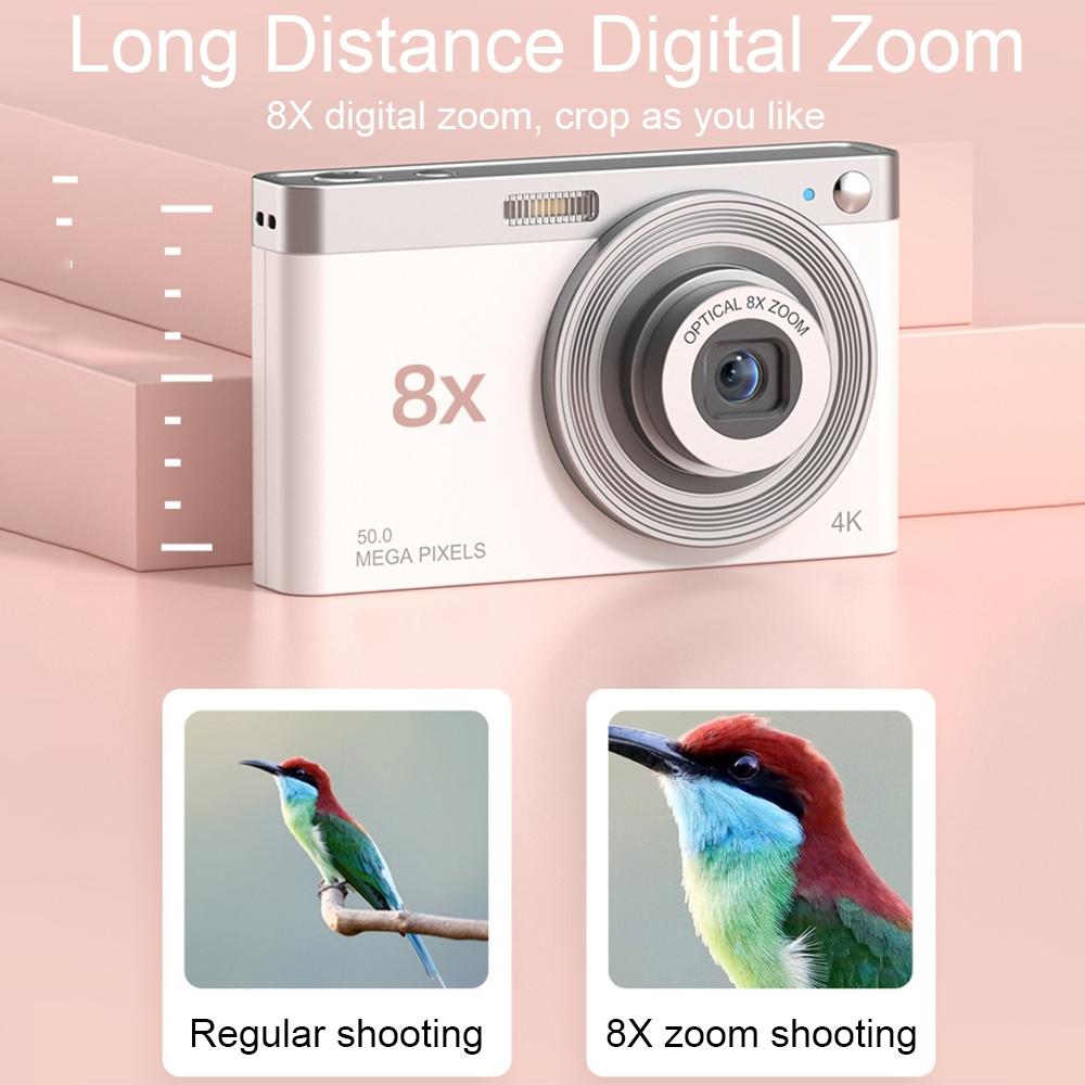 4K 8X Optical Zoom Telescopic Lens Digital Camera With Card Reader & Wiper - White-1915197796391194627