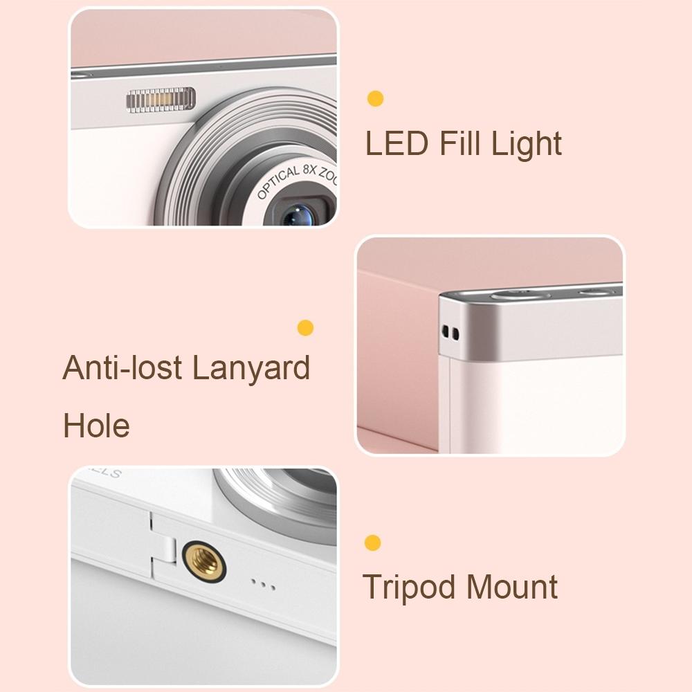 4K 8X Optical Zoom Telescopic Lens Digital Camera With Card Reader & 32G - Pink-1915197862489231367