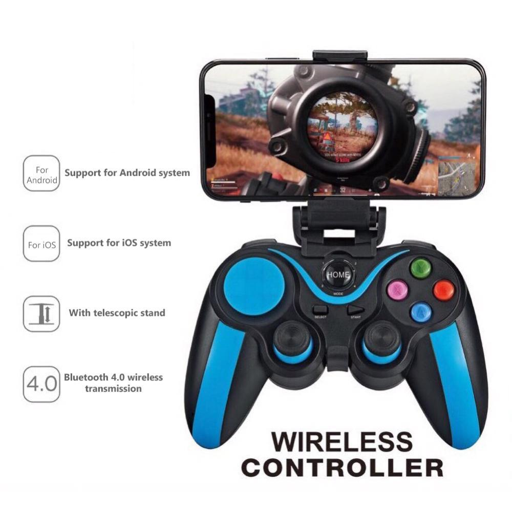 Wireless Bluetooth Game Handle For Android / Ios Phones With Holder - Blue / Black-1915196892803895297