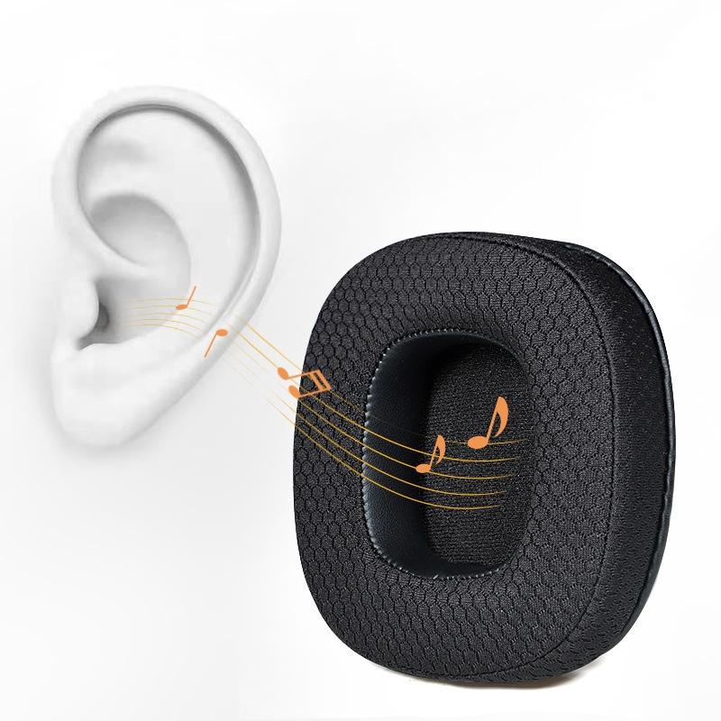 Breathable Sponge Headphone Covers - Black Leather 1 Pair-1915197980349173764