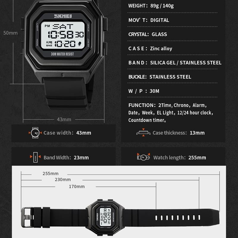 Multi-Functional Outdoor Men Watch With Electronic Timing And Steel Band-1915197951064543239