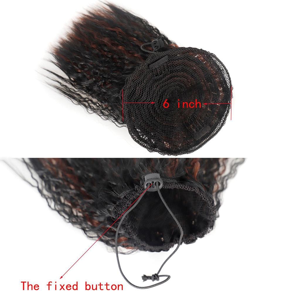 Fixed Drawstring Perm Curly Wig With Fluffy Short Ponytail - Colour 33-1915197045564641283