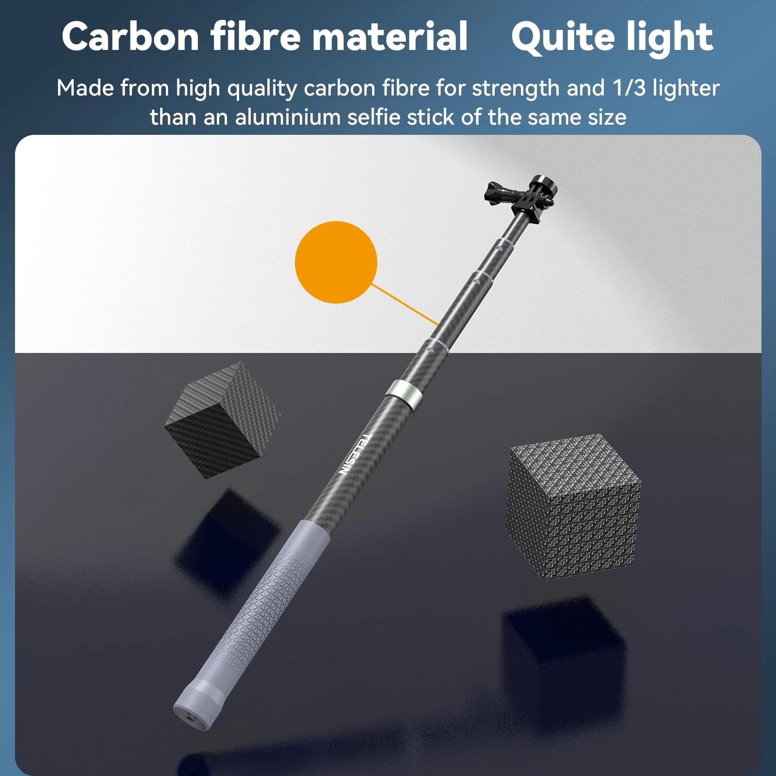 Carbon Fiber Selfie Stick For Action Cameras - 1 / 4 Screw-1915197582666240001
