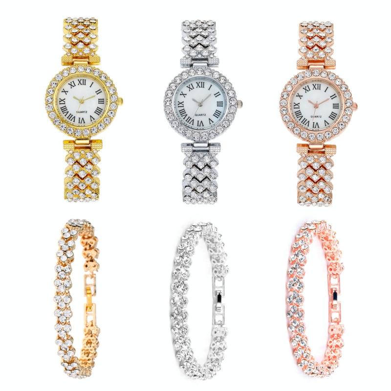 Gold Roman Diamond Women Quartz Watch - Elegant Design-1915198290199187457