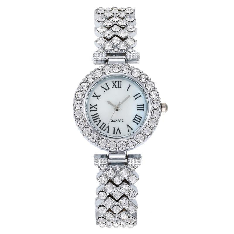 Silver Roman Diamond Women Quartz Watch-1915198113434439685