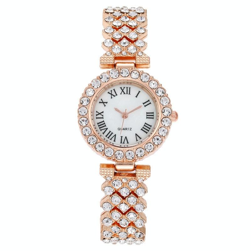 Rose Gold Roman Diamond Women Quartz Watch-1915197968886140928