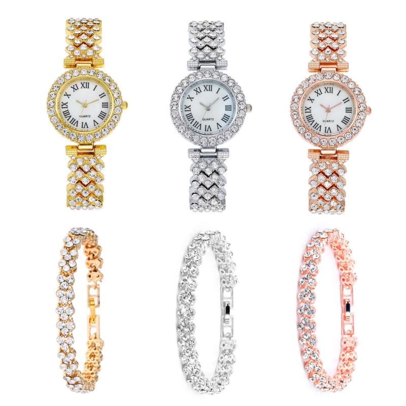 Silver Roman Diamond Quartz Watch With Bracelet - Women-1915197624458285057