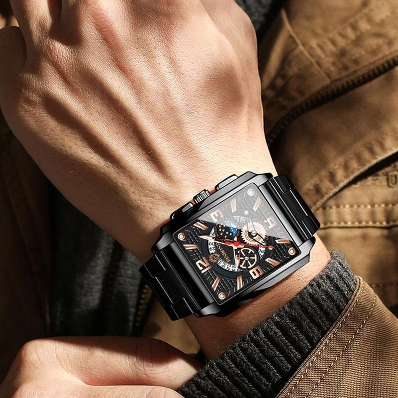Vintage Square Men Quartz Watch With Multifunction And Luminous Display-1915198321547415557