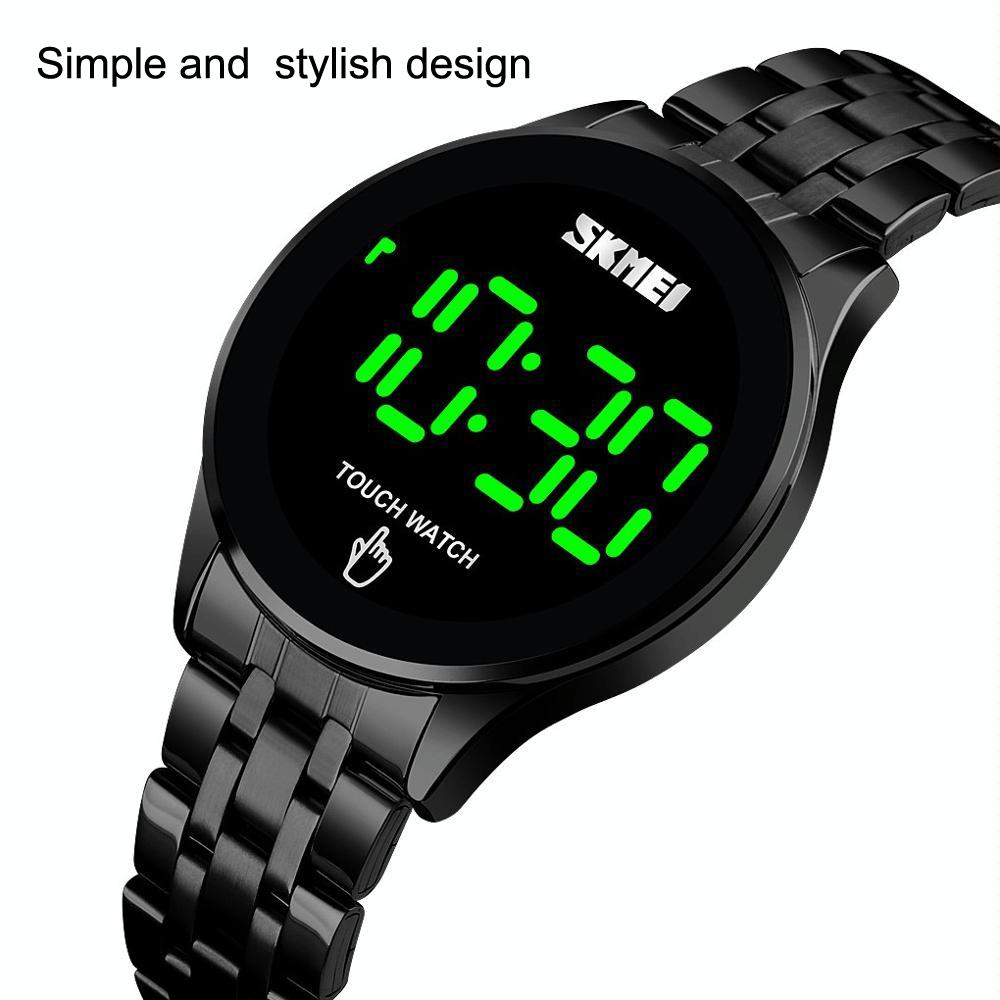 Stainless Steel Led Touch Watch - Black-1915198319785807874