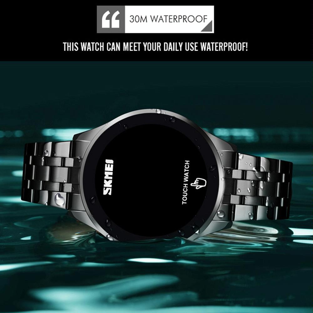 Stainless Steel Led Touch Watch - Black-1915198319785807877