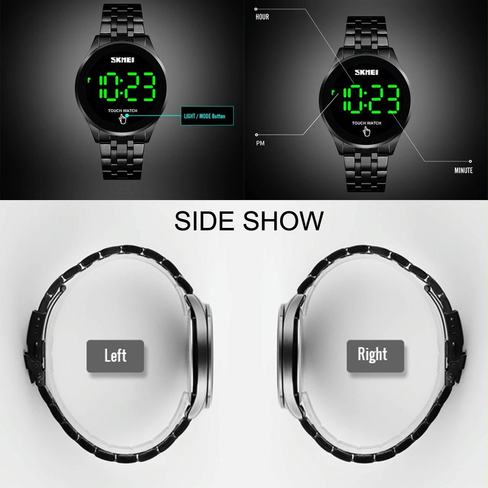 Stainless Steel Led Touch Watch - Gold Simple & Luminous-1915198133655179267