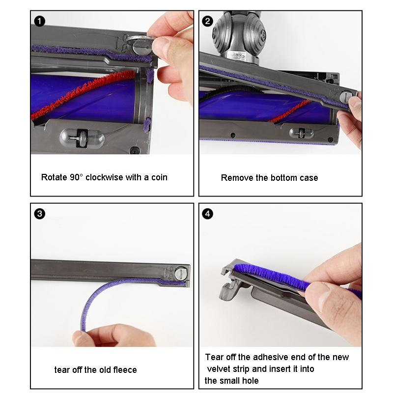 4Pcs Soft Plush Strips Vacuum Cleaner Replacement Parts For Dyson V8 V10-1962691928336240644