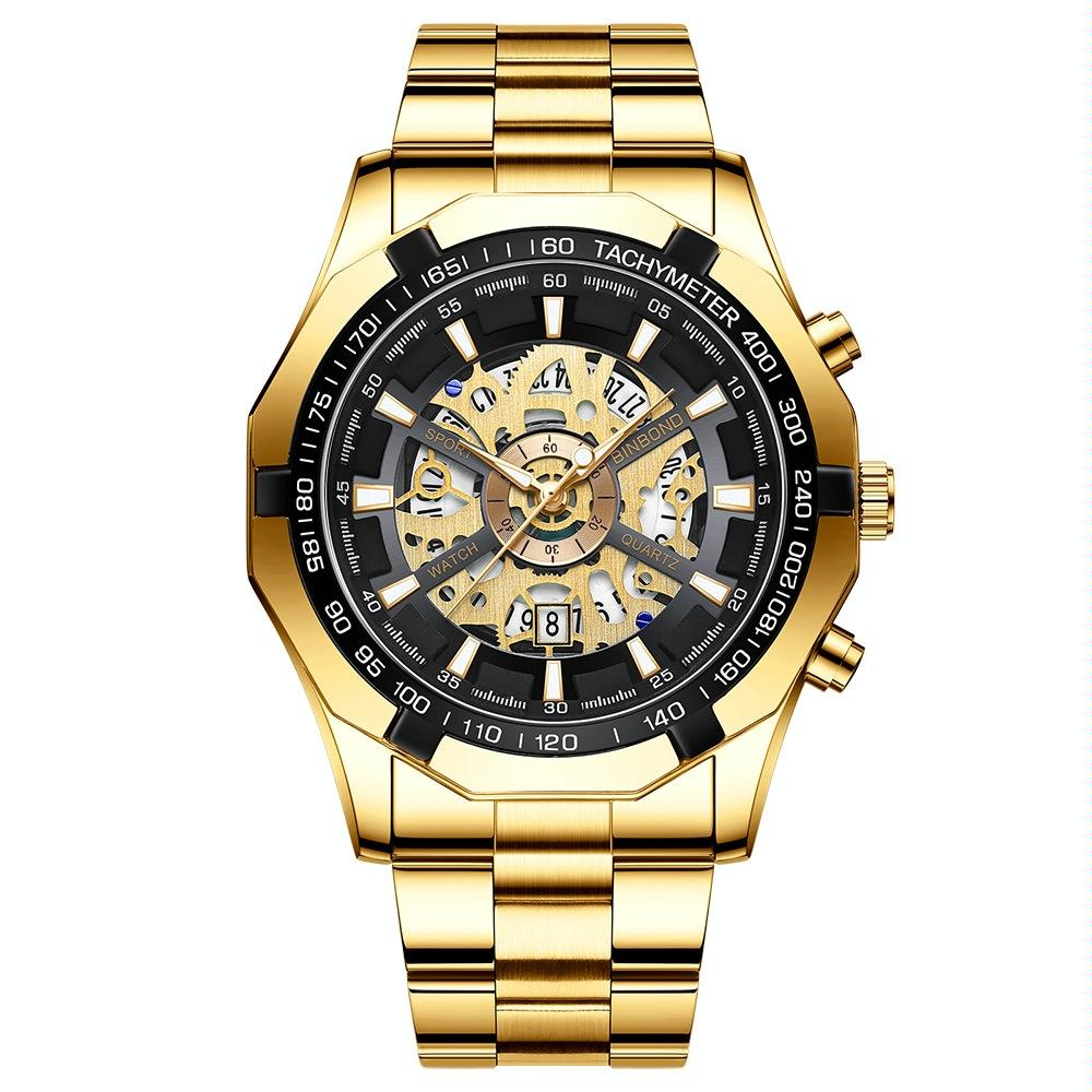 Waterproof Luminous Quartz Watch - Gold-Black-Gold - 30M-1915197789256683527
