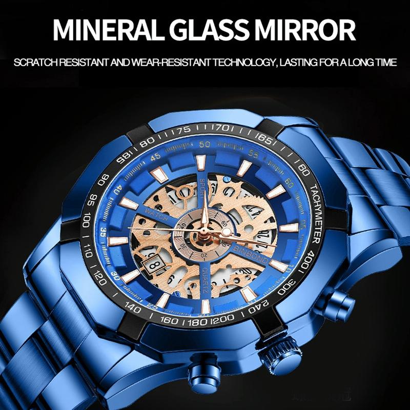Waterproof Luminous Quartz Watch - Blue Steel-Blue 30M-1915197427275665412