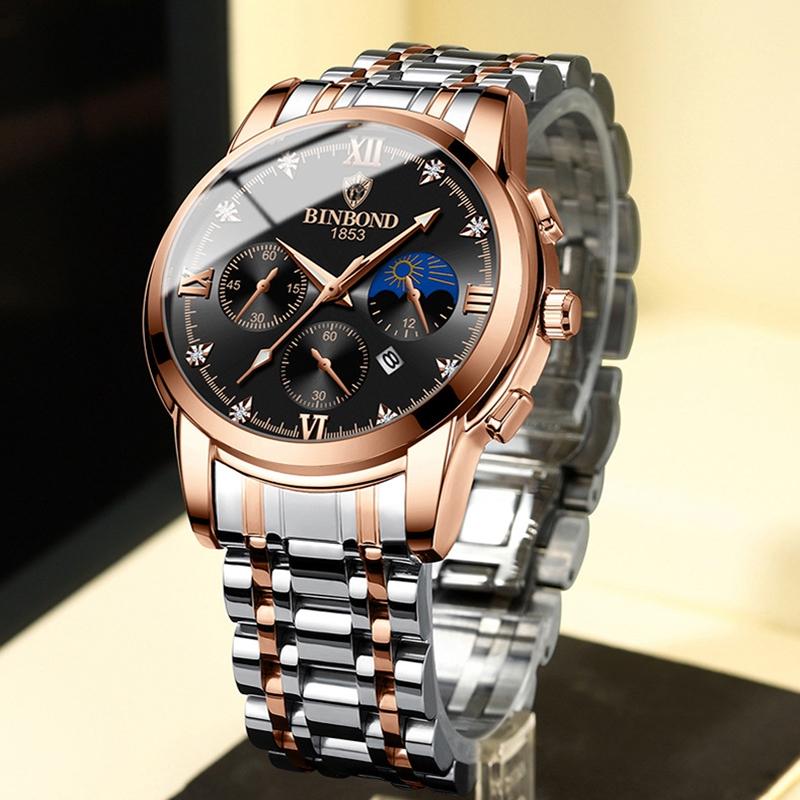 Waterproof Luminous Men Watch With Calendar - White Steel-1915197637397712898