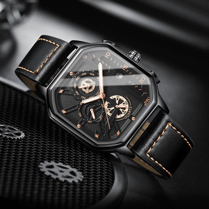 Waterproof Luminous Square Quartz Watch - White Steel With Black And White Accents - 30M-1915197279271260163