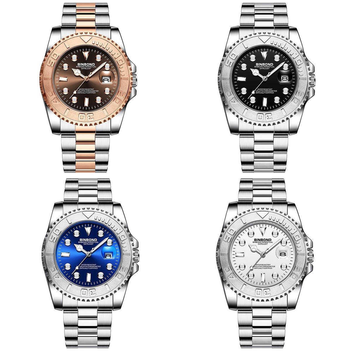 Waterproof Luminous Sports Watch With Metal Gear - White Steel / Black-1915198090588065793