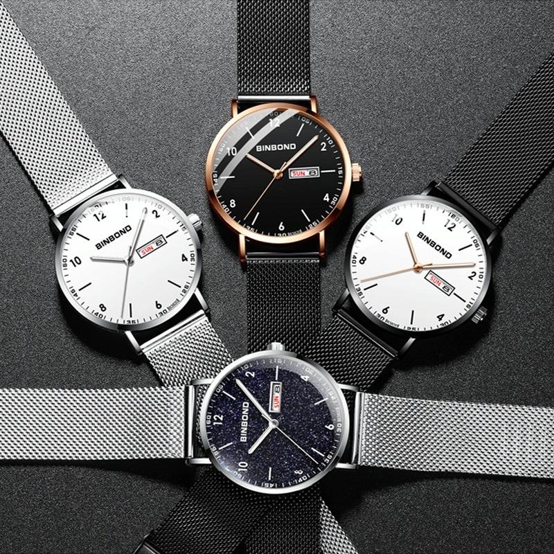 Waterproof Ultra-Thin Quartz Luminous Watch With Starry Design And Black Leather Strap-1915197190599479301