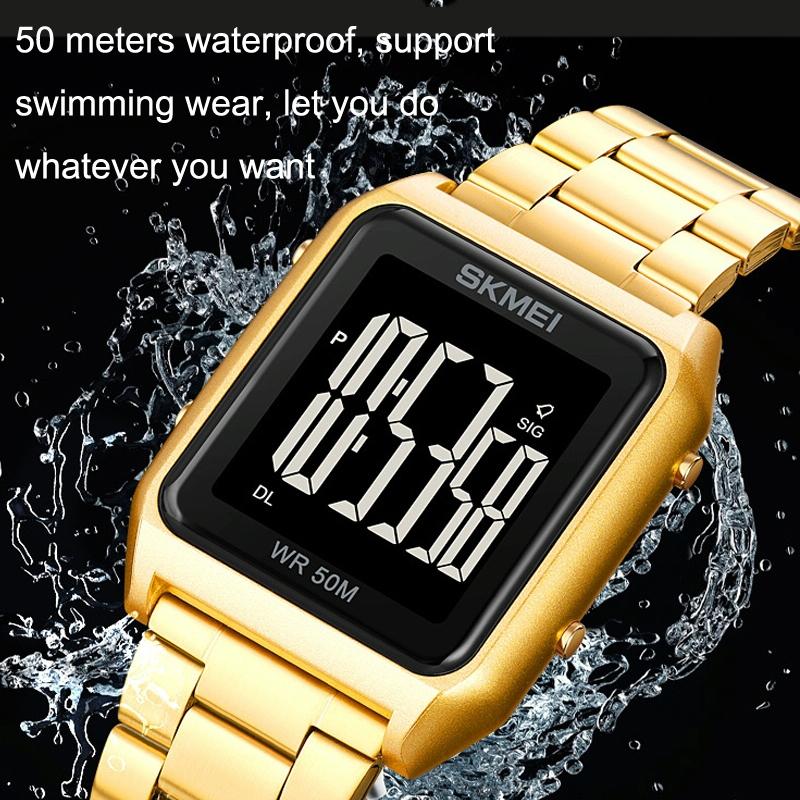 Large Screen Men Multi-Function Luminous Watch With Steel Belt - 1879-1915198105842749444