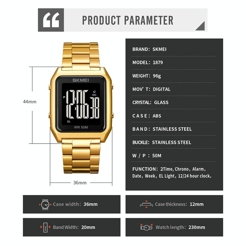 Large Screen Men Multi-Function Luminous Watch With Steel Belt - 1879-1915198105842749447