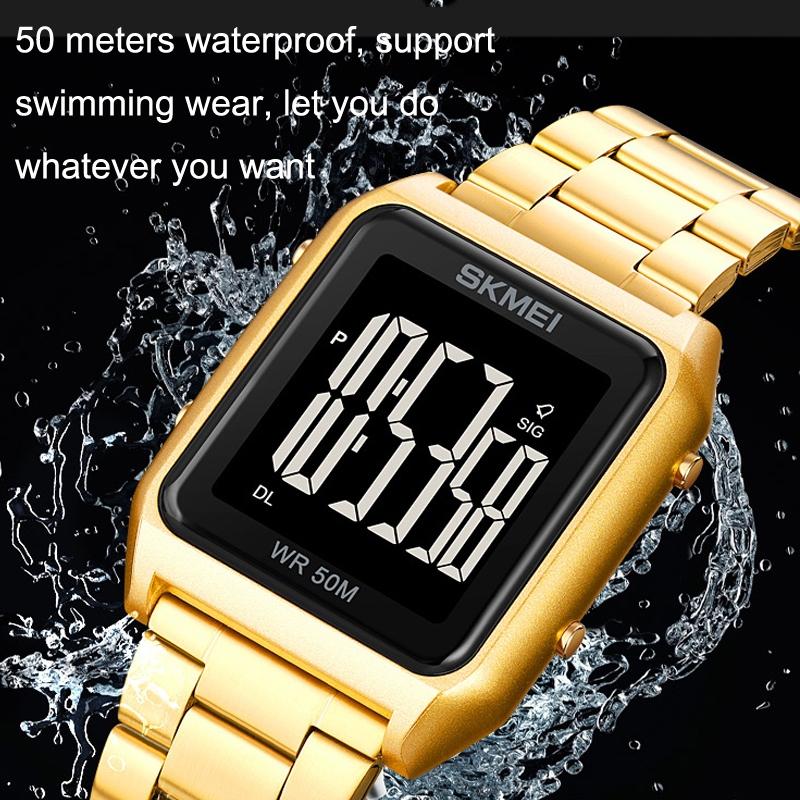 Large Screen Men Multi-Function Watch With Steel Belt And Luminous Display-1915197618863083524