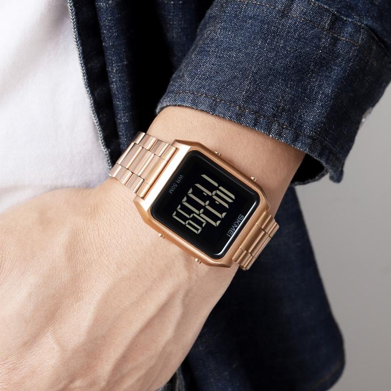 Large Screen Men Multi-Function Watch With Steel Belt And Luminous Display-1915197618863083526