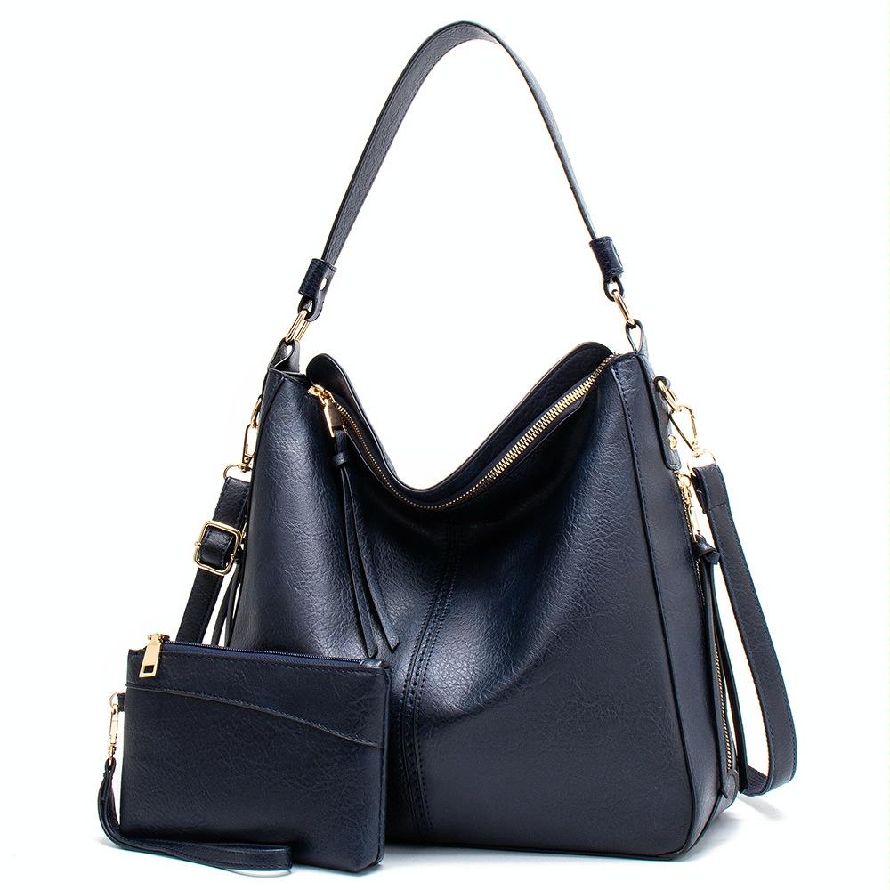 Adjustable Leather Tote With Multiple Compartments - Large Capacity- BLACK-1964932300382801921