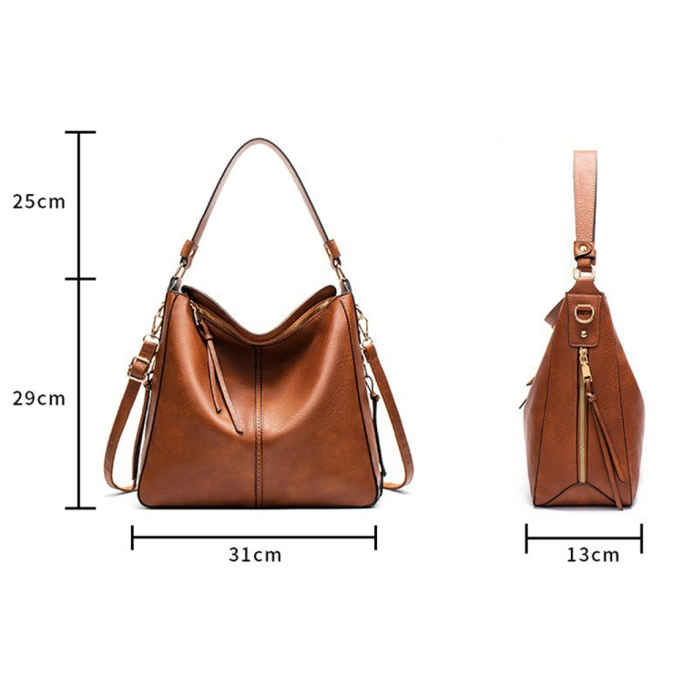Adjustable Leather Tote With Multiple Compartments - Large Capacity- BLACK-1964932300382801921