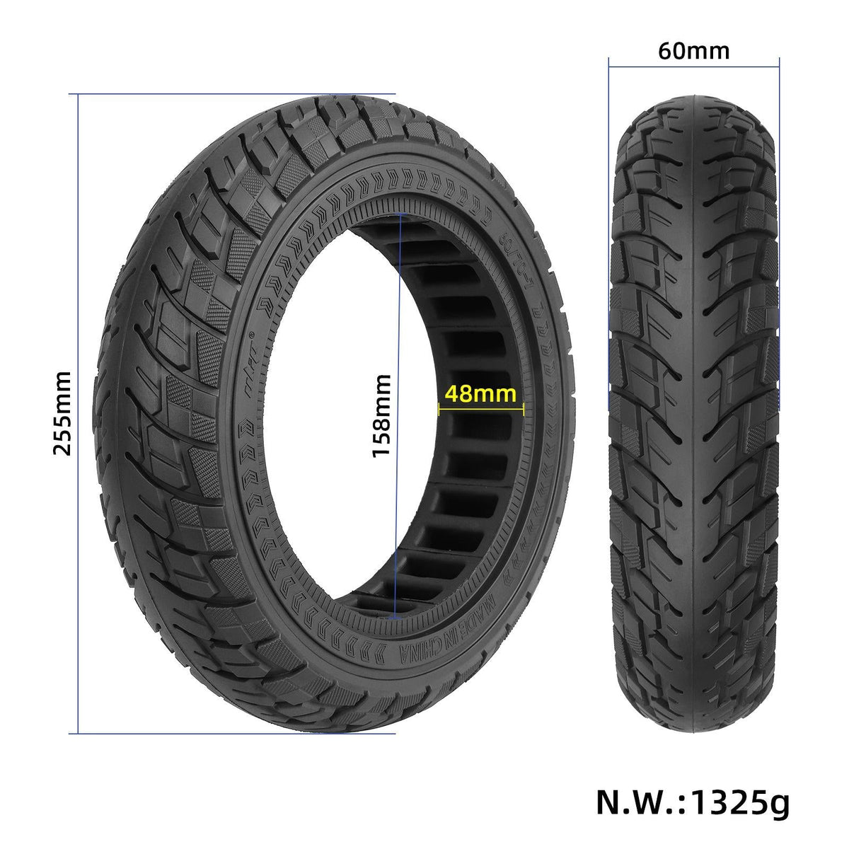 Ninebot Max G30 Scooter Tire - 10X2.5 Inch Solid Rubber Black-1964932298738634753