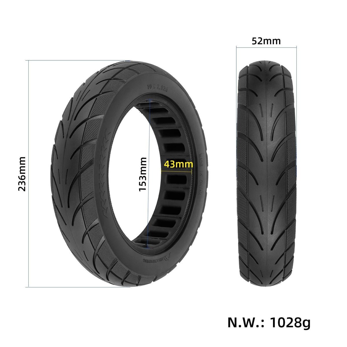 Solid 10X2.125 Inch Tyre For Ninebot Segway Electric Scooter-1964932247756869635