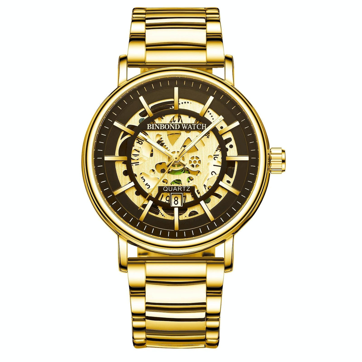 Waterproof Luminous Quartz Watch - Multifunctional Gold-Black-Gold-1915197974863024135