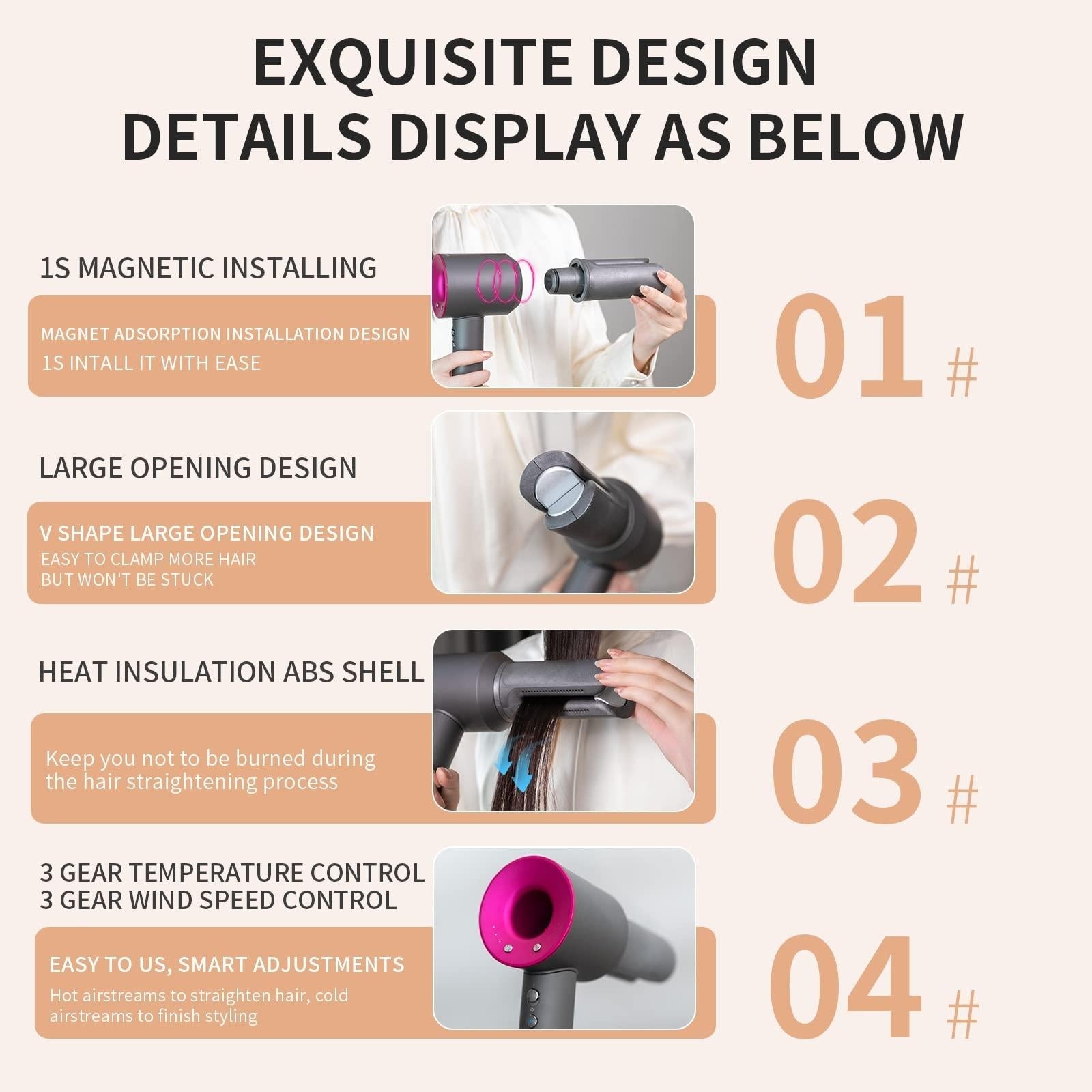 Dyson Hair Dryer Straight Nozzle Attachment With Styling Plate Clamp-1915197155015004163
