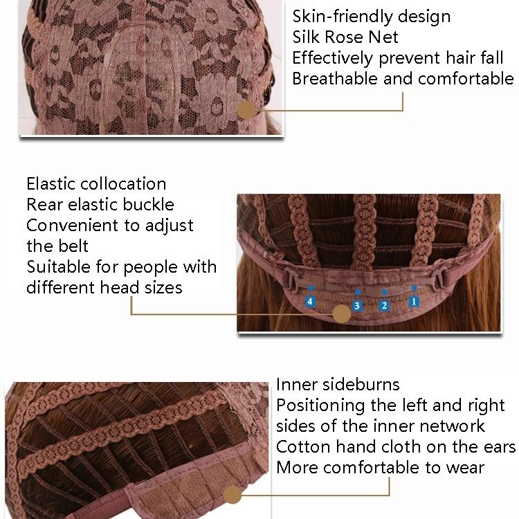 Gold Fluffy Short Curved Head Chemical Fiber Wig Set-1915197124472082438