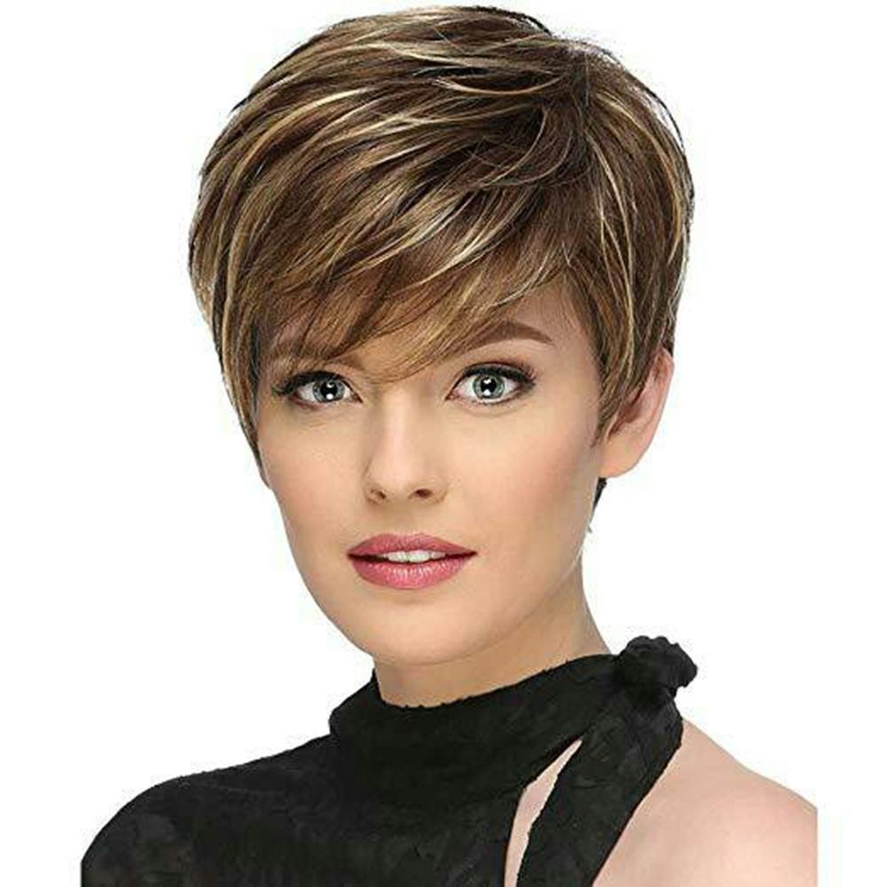 Silk Wig With Oblique Bangs - Light Gold High Temp-1915197145082892294