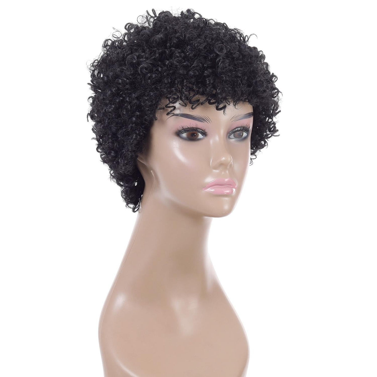 Silk Short Curly Wig - High Temp Natural Look-1915196898776584193