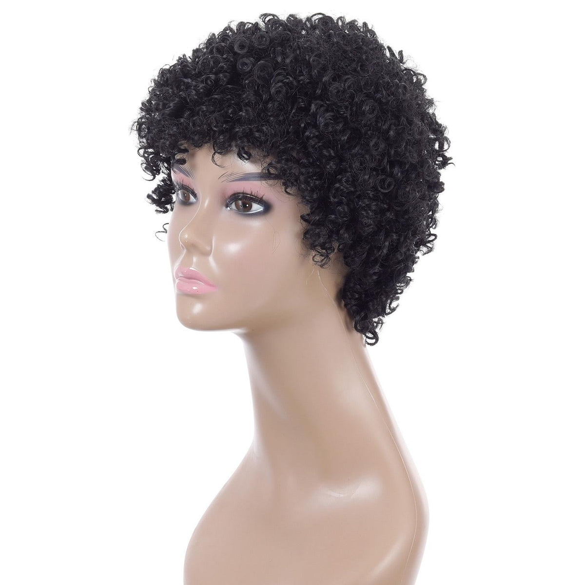 Silk Short Curly Wig - High Temp Natural Look-1915196898776584194