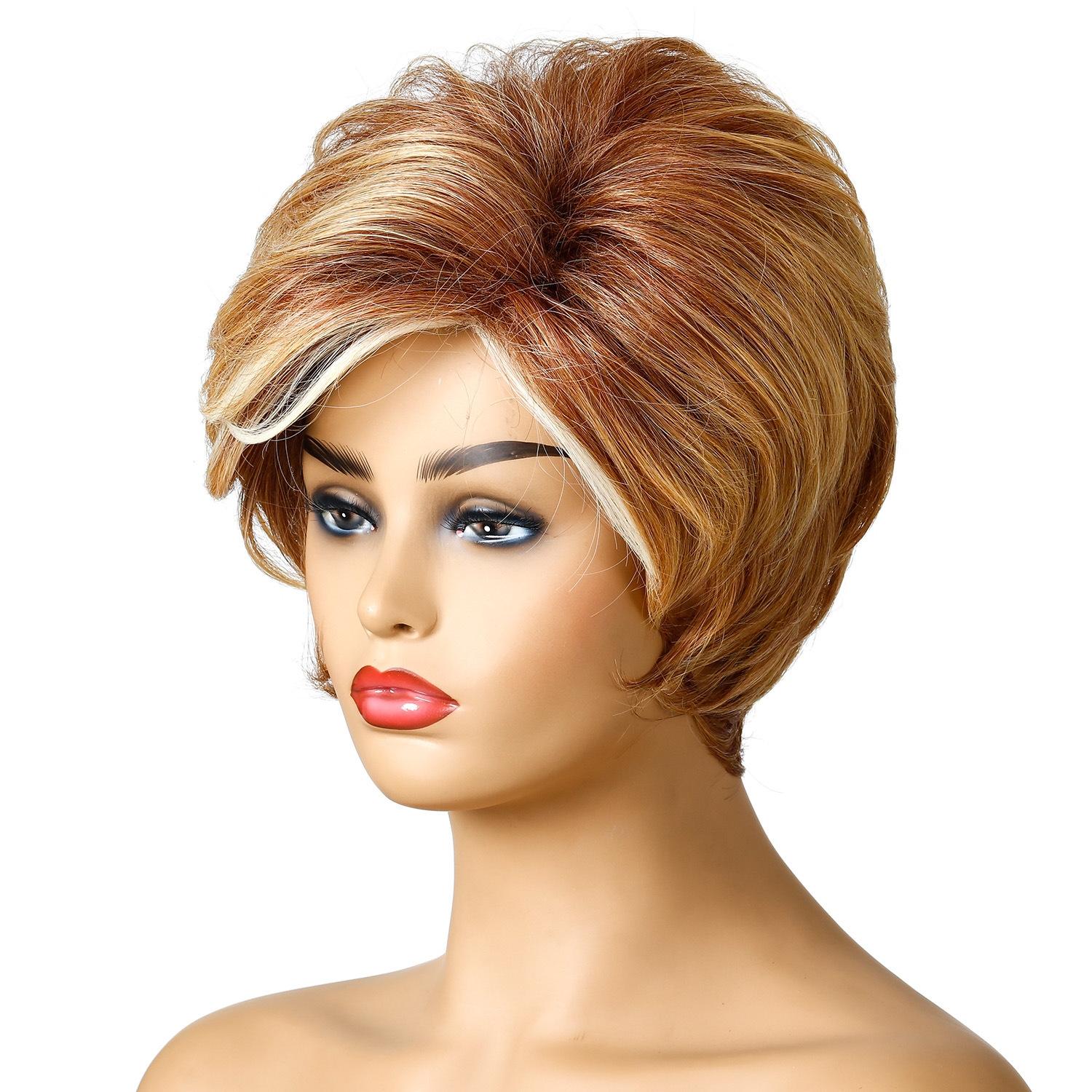 Silk Short Curly Wig - High Temp / Gold-1915196936495960066
