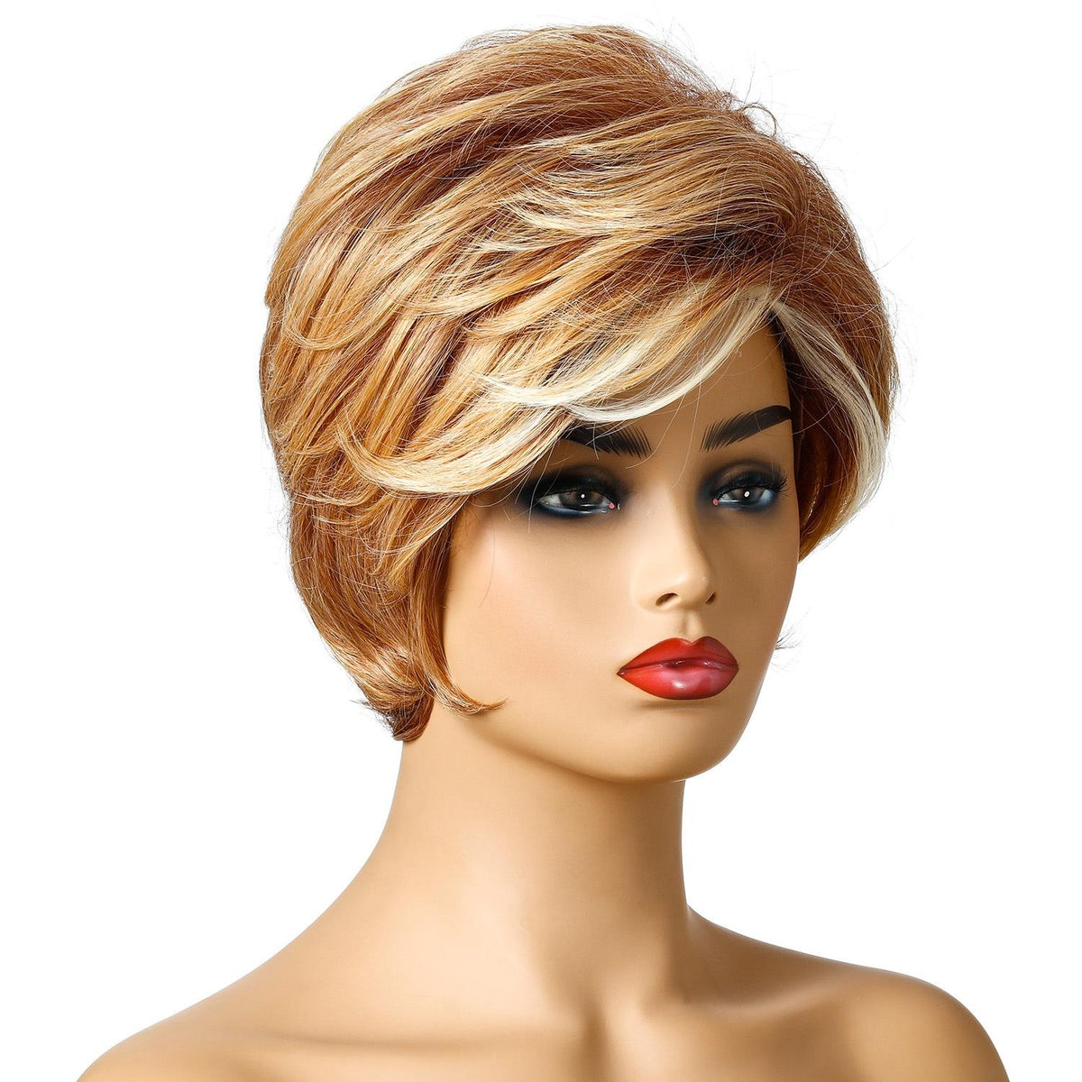 Silk Short Curly Wig - High Temp / Gold-1915196936495960067
