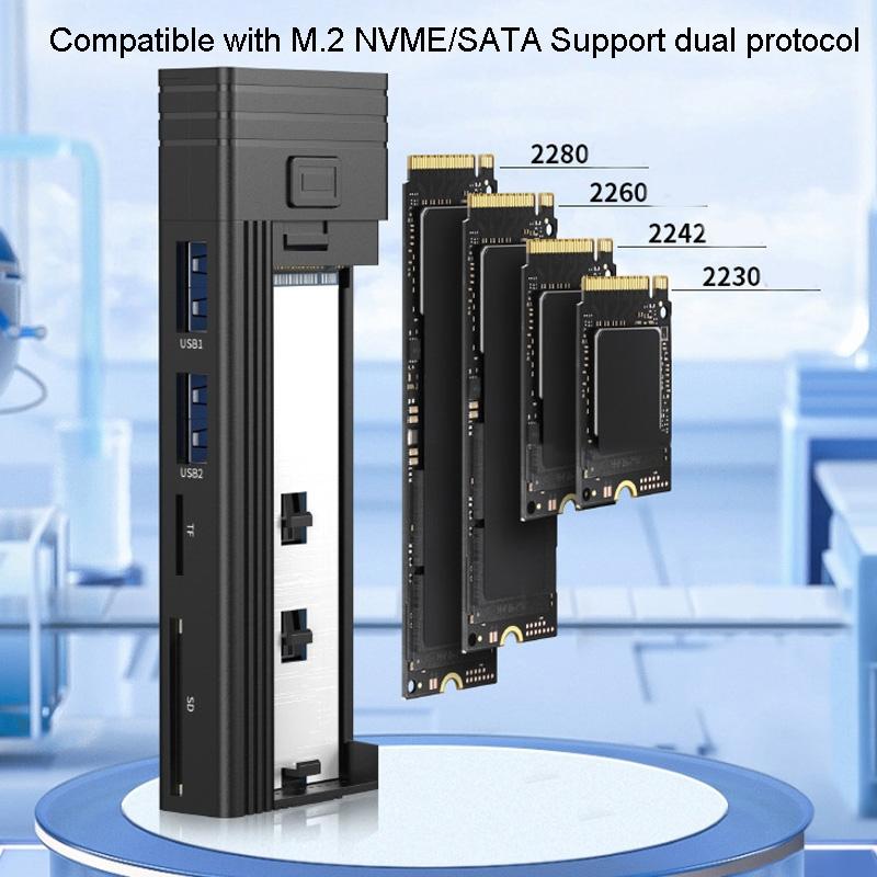 Multi-Functional M.2 Ssd Enclosure With Usb Hub-1915196945354330117