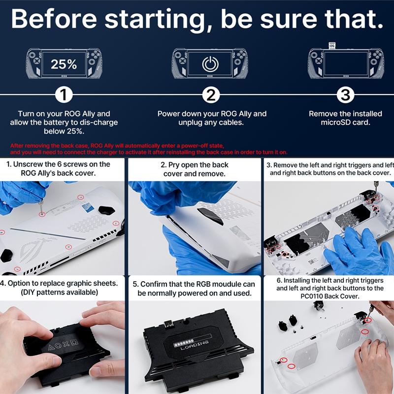 Jsaux Rgb Transparent Back Plate For Asus Rog Ally Console With Tool-1962691930907348998