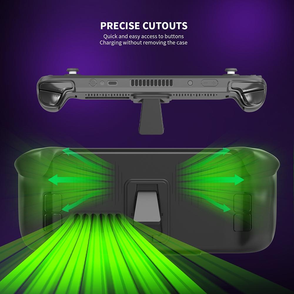 Steam Deck Protective Case & Cover Set With Bracket - Black-1915196946772004867