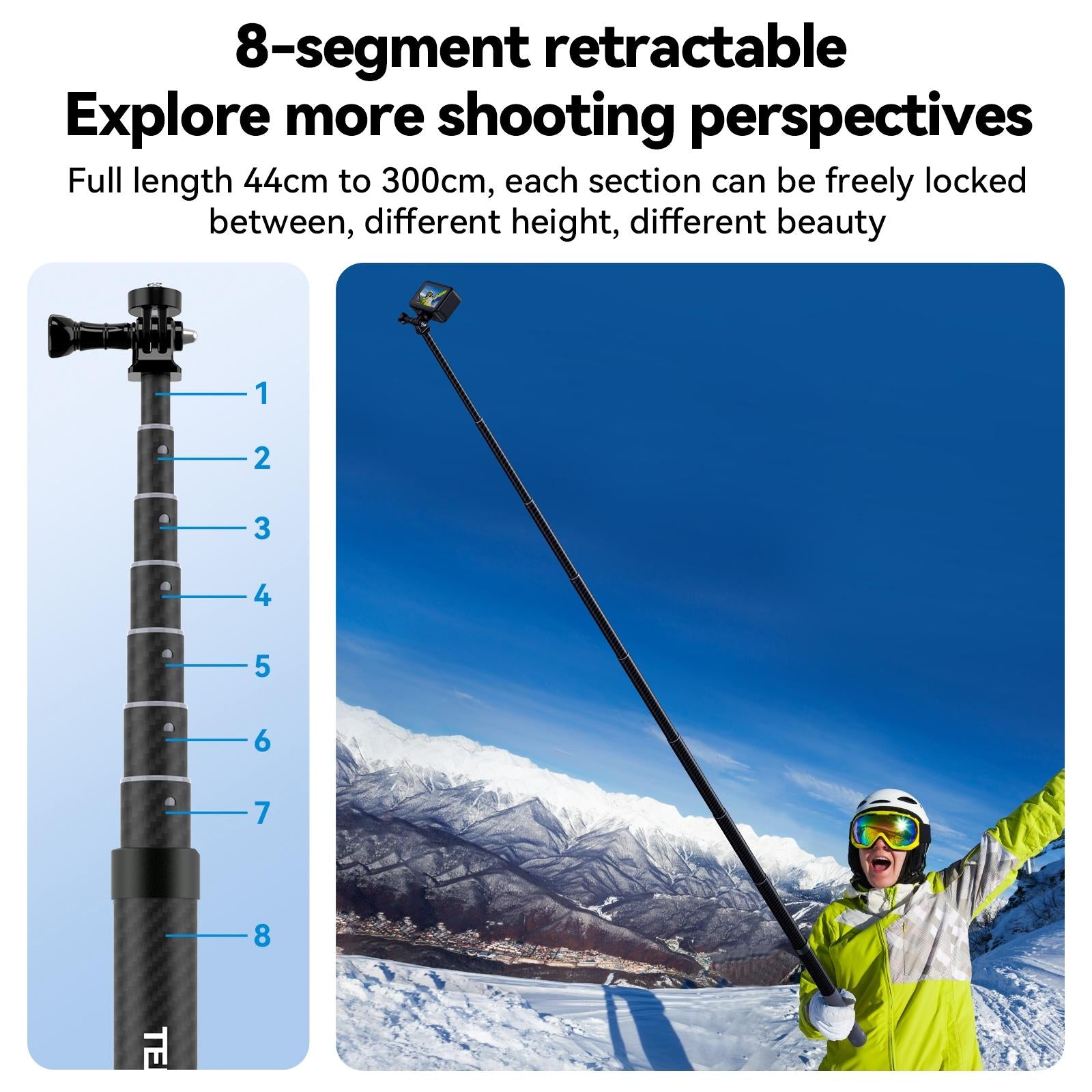 3M Carbon Fiber Selfie Stick Monopod For Action Cameras - 1 / 4 Screw-1915198269802287107